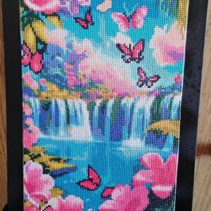 Diamond Art Painting - Butterflies by a Waterfall